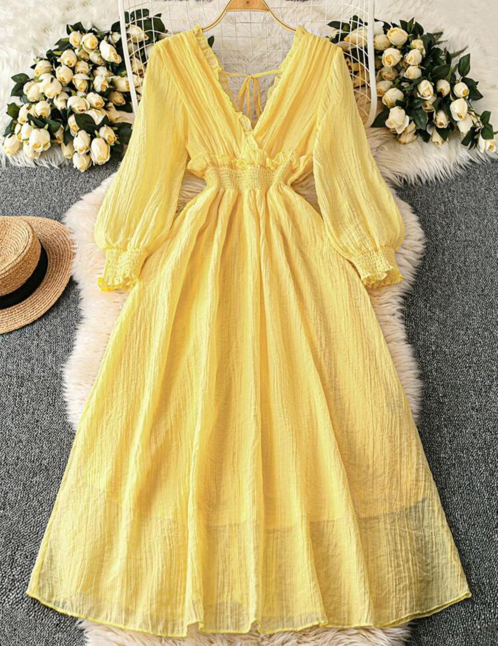 AQ Elegant Charming, Elegant Long Sleeve , Sexy V-Neck Dress