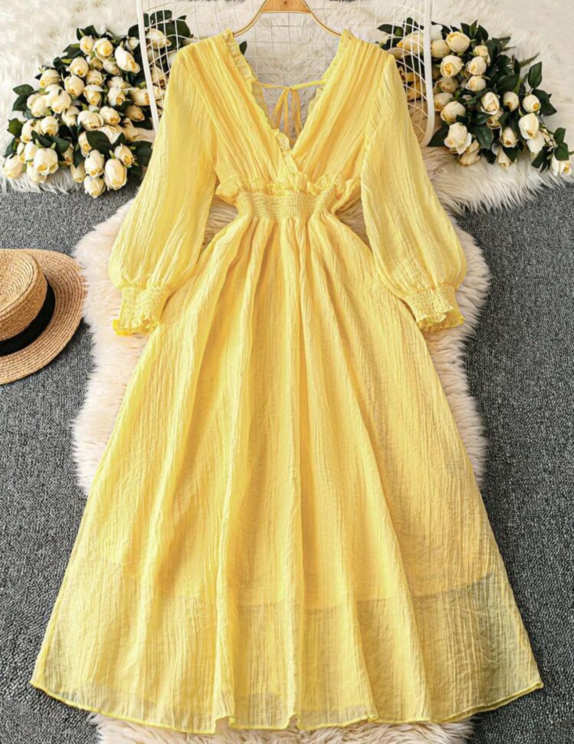 AQ Elegant Charming, Elegant Long Sleeve , Sexy V-Neck Dress