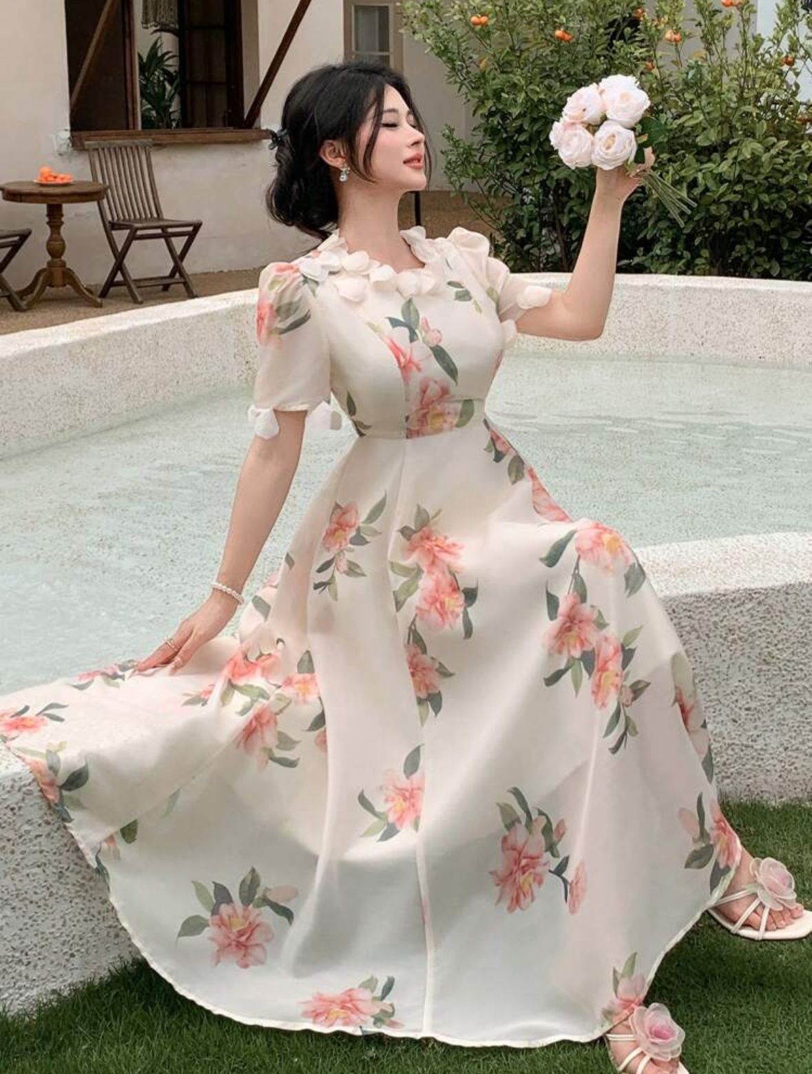 Women's Summer 3D Floral Patchwork Dress
