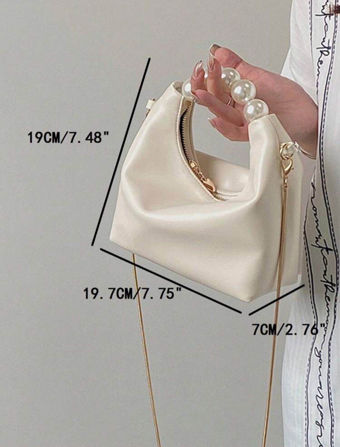Minimalist Casual Mini Satchel Bag with Faux Pearl Decor