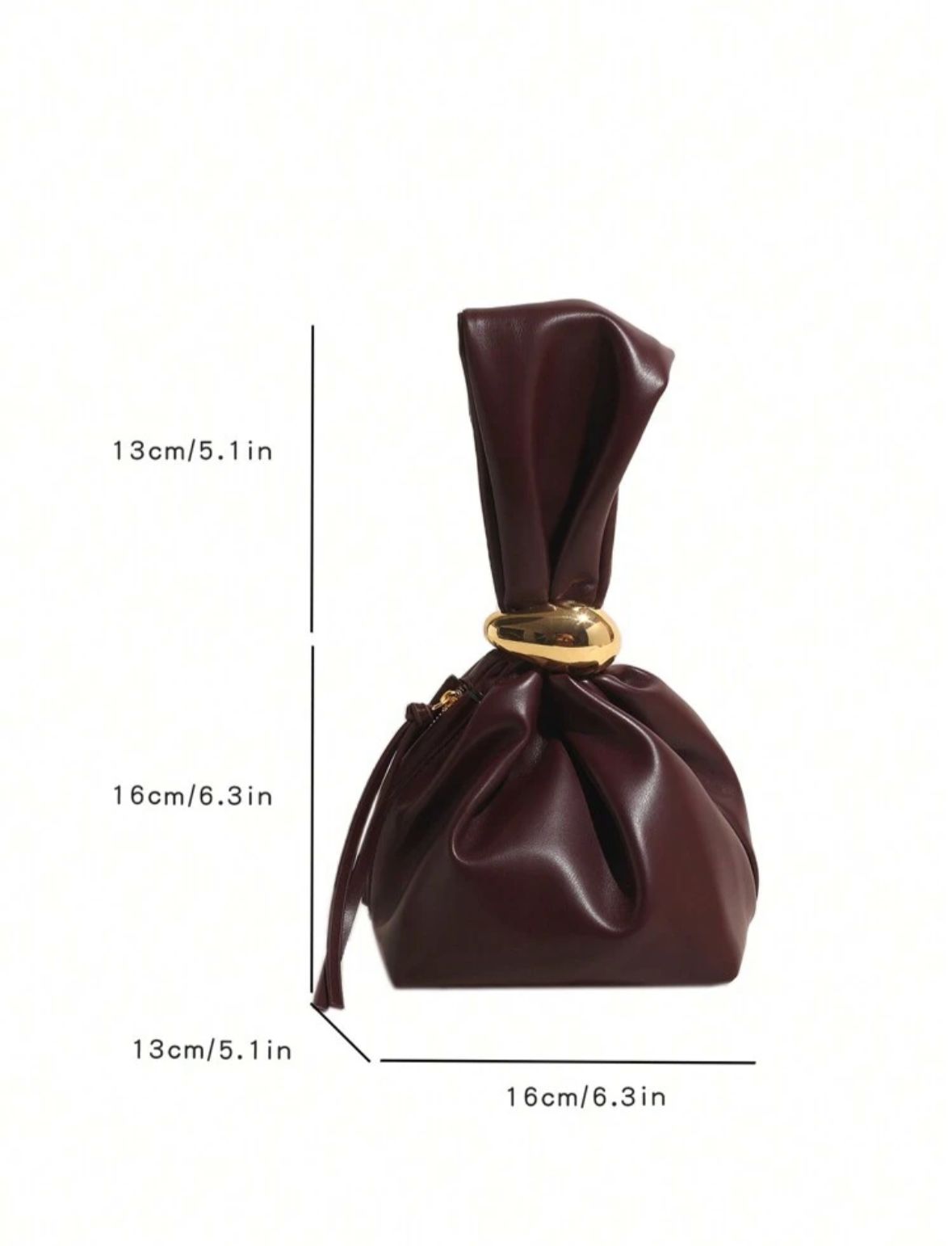 Solid Color PU Leather Handbag, Burgundy Anchor Pattern Decorated