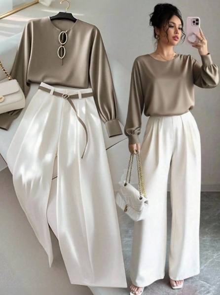 AQ Elegant Lantern Sleeve Long Sleeve T-Shirt