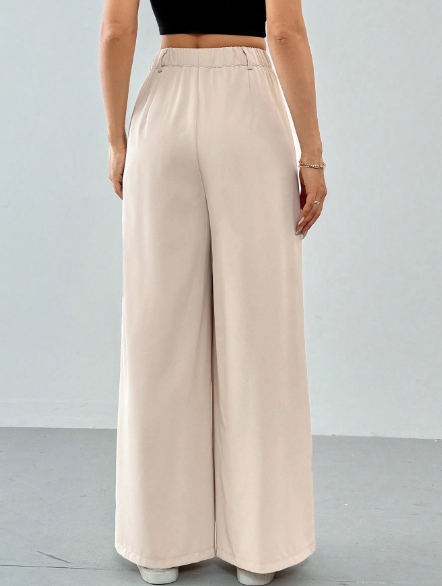 Fashionby AQ , Women’s Pleated High Waist Belted Wide Leg Pants