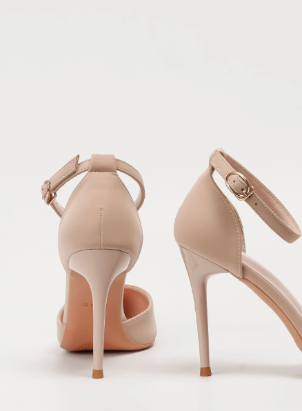 Women Stiletto Heeled Pumps, Point Toe Ankle Strap Pumps