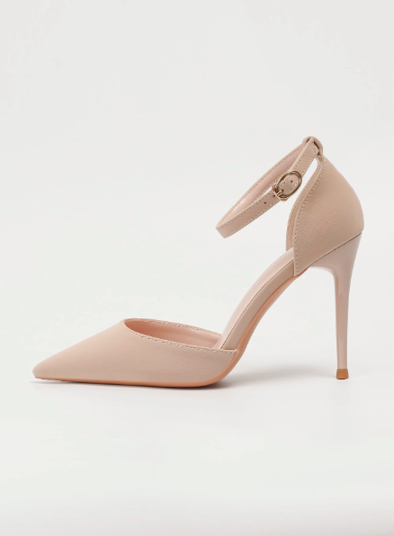 Women Stiletto Heeled Pumps, Point Toe Ankle Strap Pumps