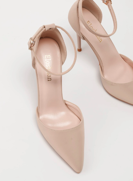 Women Stiletto Heeled Pumps, Point Toe Ankle Strap Pumps