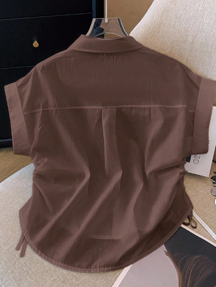 Fahionby AQ, Casual Knight Print Short Sleeve Single-Breasted Shirt