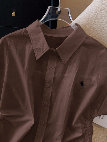 Fahionby AQ, Casual Knight Print Short Sleeve Single-Breasted Shirt