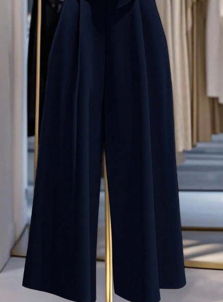 Casual Solid Color Elegant Pleated Short Sleeve Women Jumpsuits