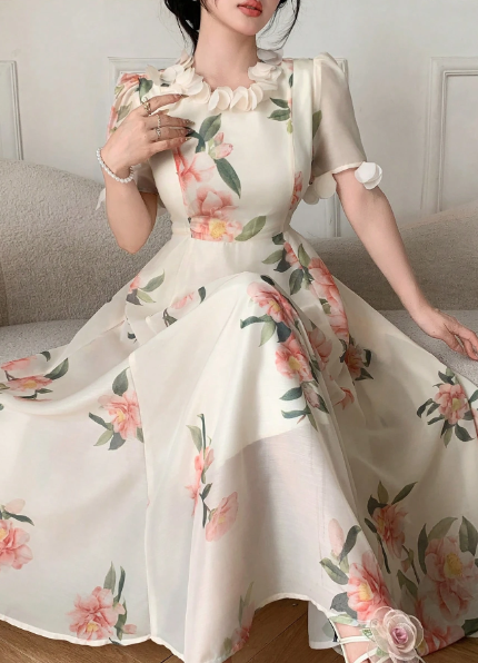 Women's Summer 3D Floral Patchwork Dress