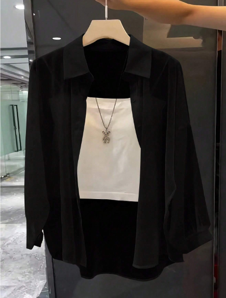 AQ Transparent Plain Collared Shirt – Women’s Fall Wear 🍂